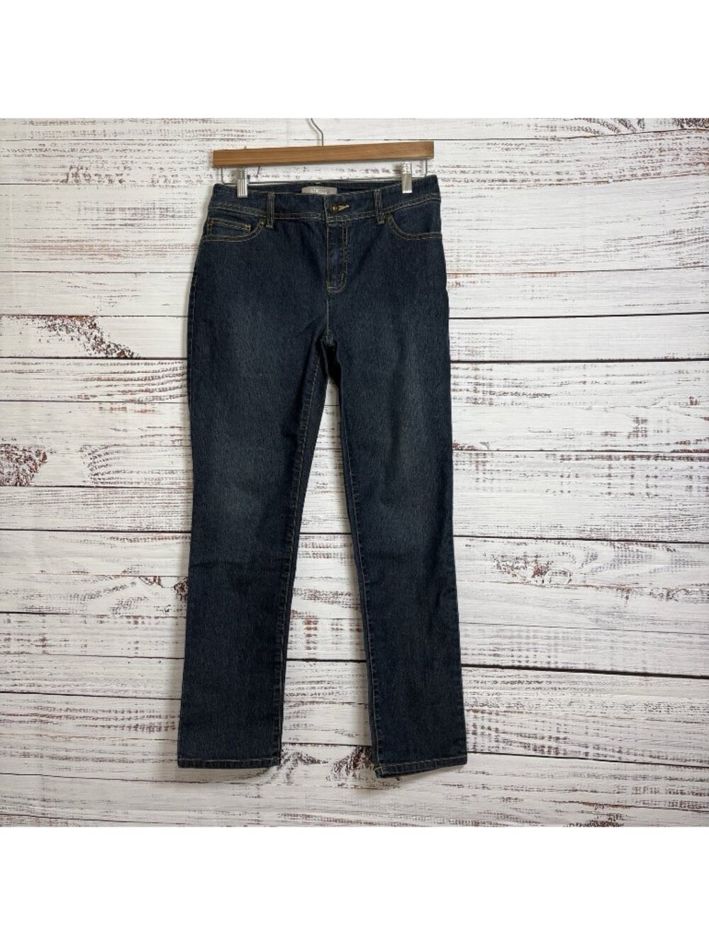 Chicos Blue Mid Rise Straight Leg Medium Wash Jeans